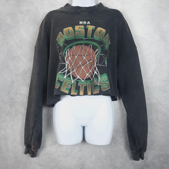 Abercrombie & Fitch Tops - Abercrombie Boston Celtics Sweatshirt Womens Medium Black Cropped Oversized